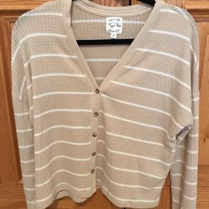Hippie Rose tan and white cardigan